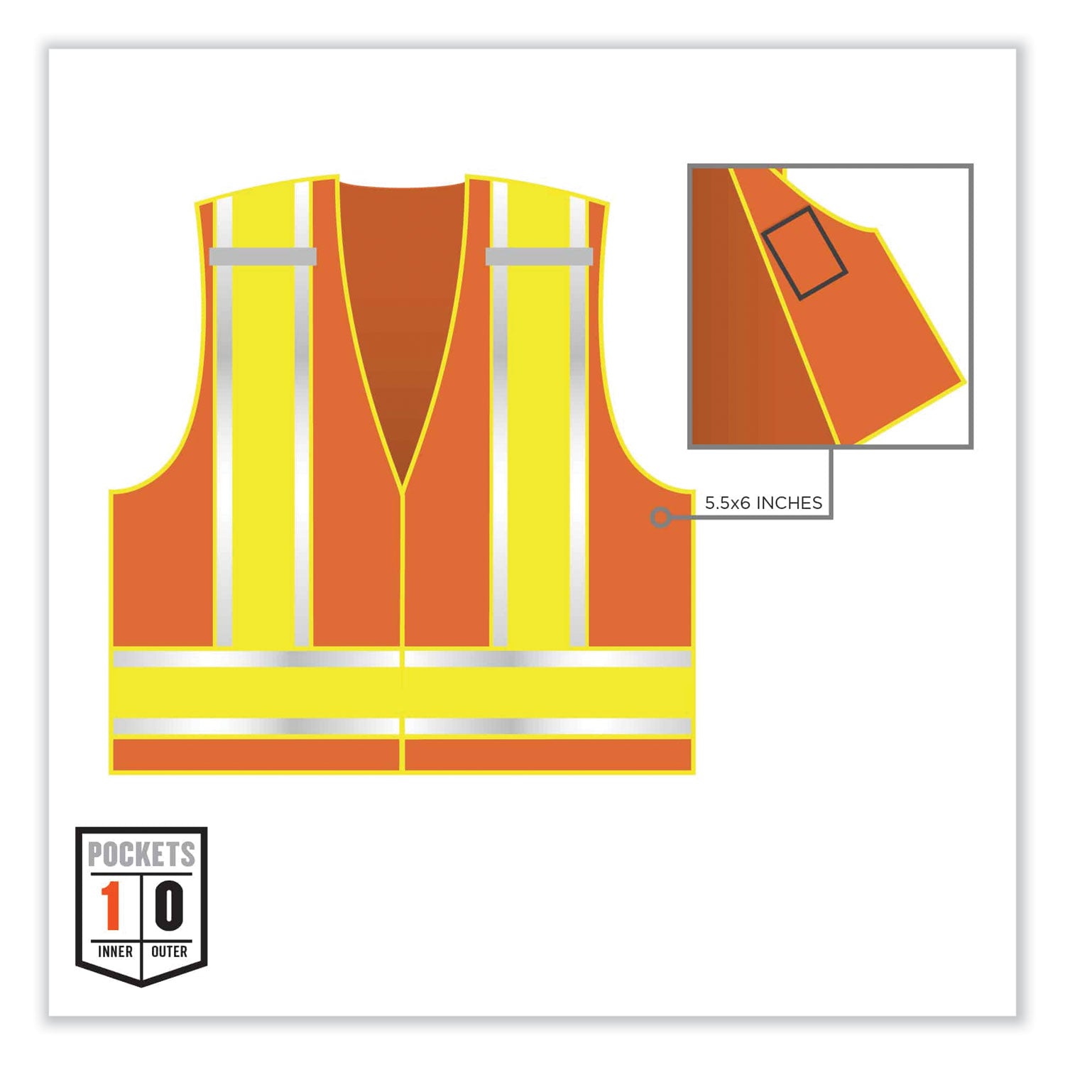 ergodyne GloWear 8245PSV Class 2 Public Safety Vest, Polyester, Large/X-Large, Orange (23385)