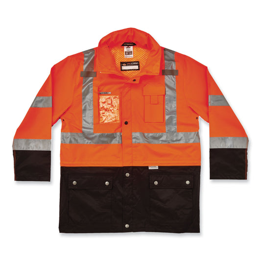 ergodyne GloWear 8386 Class 3 Hi-Vis Outer Shell Jacket, Polyester, 5X-Large, Orange (25469)