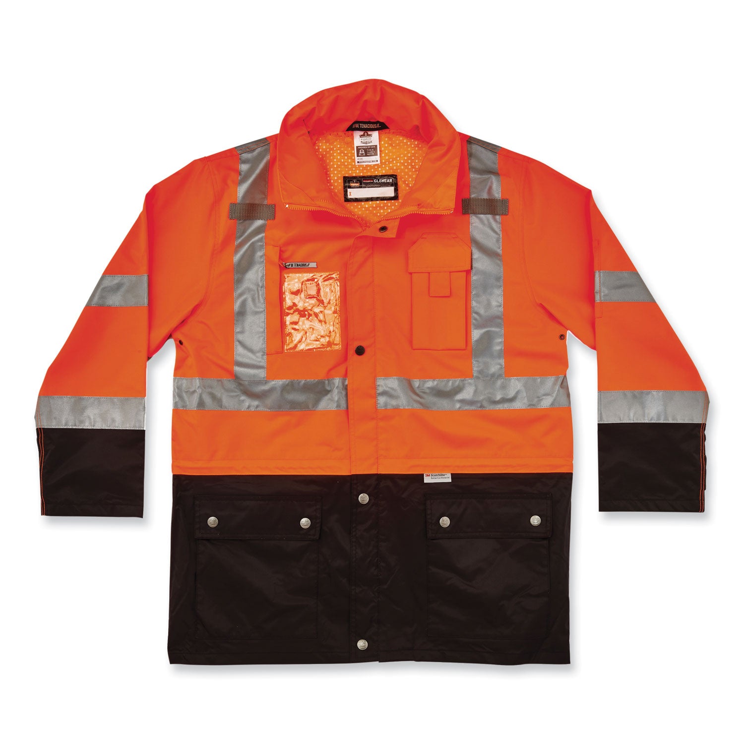 ergodyne GloWear 8386 Class 3 Hi-Vis Outer Shell Jacket, Polyester, 3X-Large, Orange (25467)