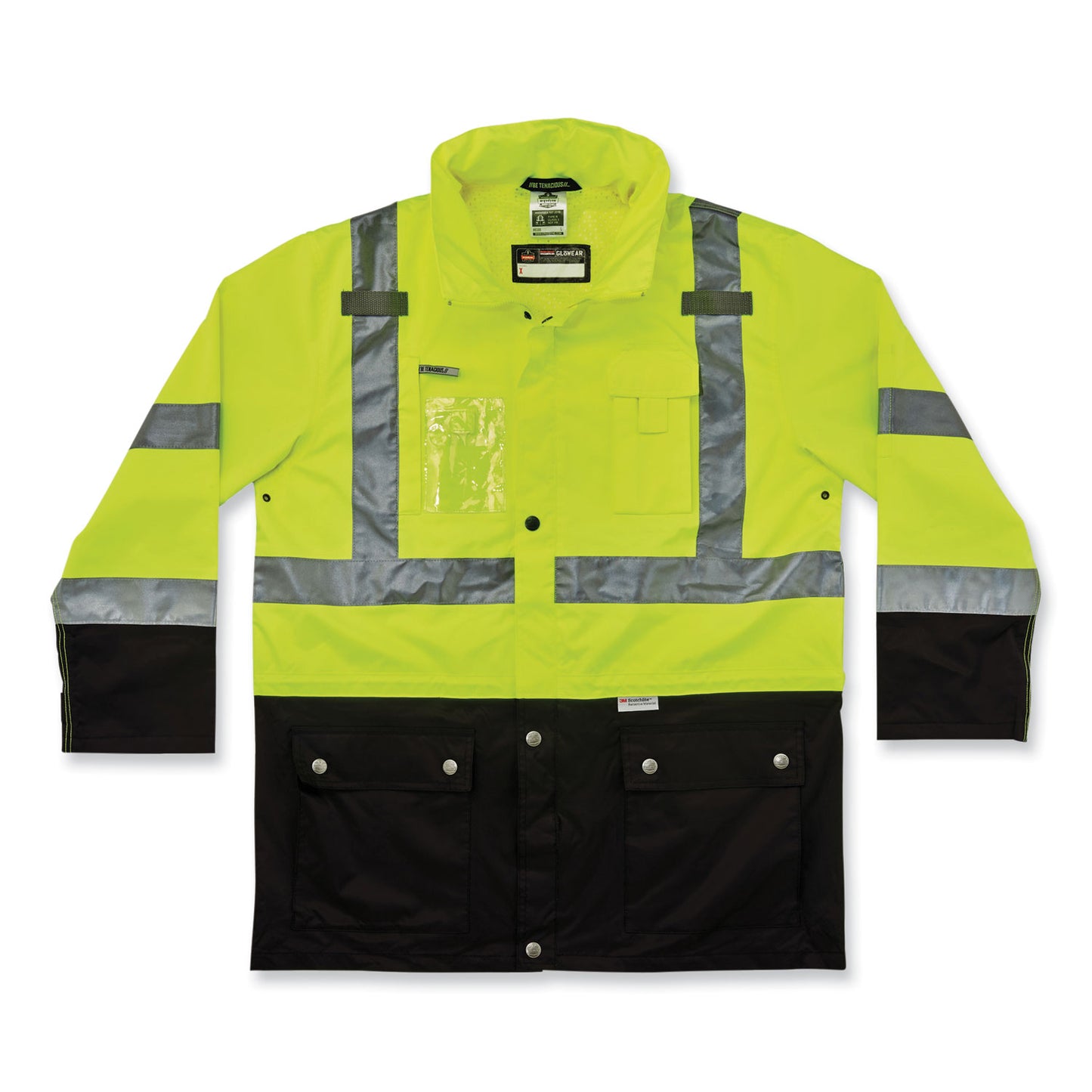 ergodyne GloWear 8386 Class 3 Hi-Vis Outer Shell Jacket, Polyester, 2X-Large, Lime (25376)