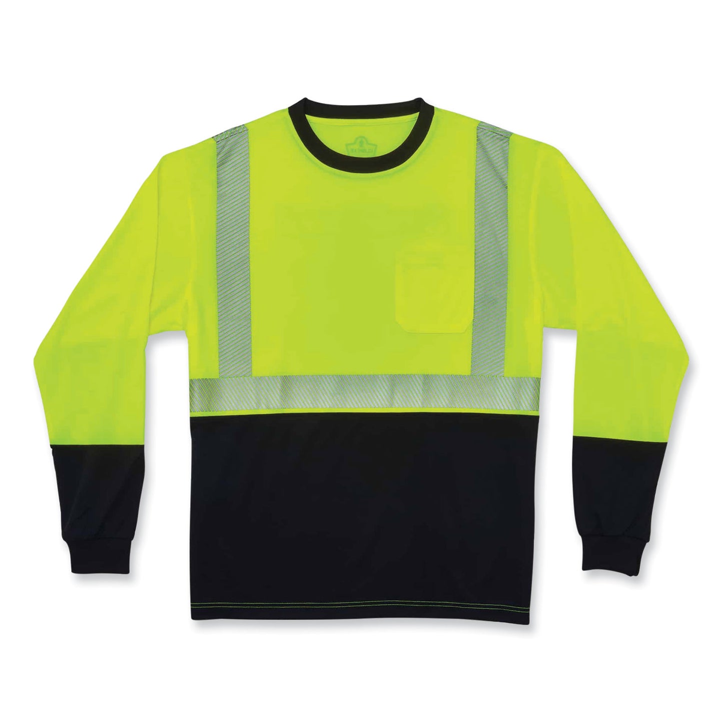 ergodyne GloWear 8281BK Class 2 Long Sleeve Shirt with Black Bottom, Polyester, 4X-Large, Lime (22638)