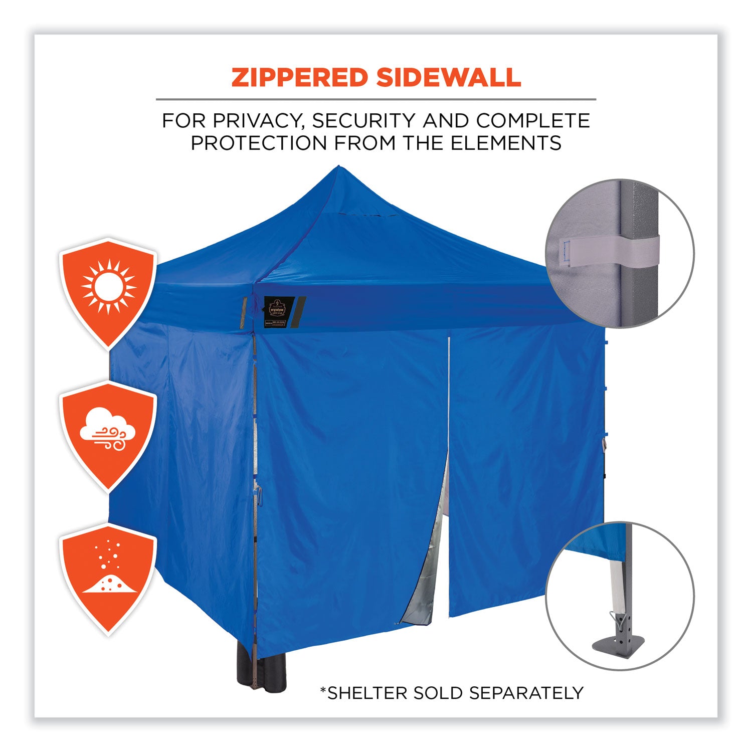 ergodyne Shax 6054 Pop-Up Tent Sidewall Kit, Single Skin, 10 ft x 10 ft, Polyester, Blue (12985)