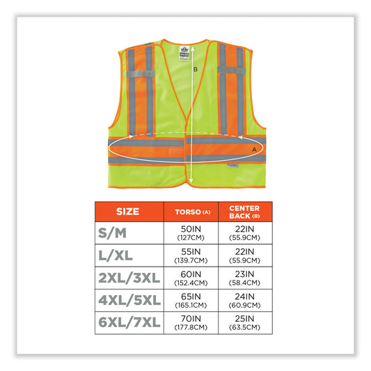 ergodyne GloWear 8245PSV Class 2 Public Safety Vest, Polyester, 6X-Large/7X-Large, Lime (24000)