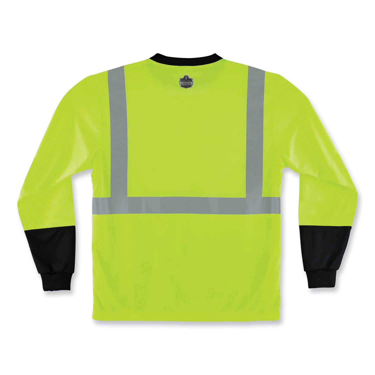 ergodyne GloWear 8291BK Type R Class 2 Black Front Long Sleeve T-Shirt, Polyester, 4X-Large, Lime (22708)