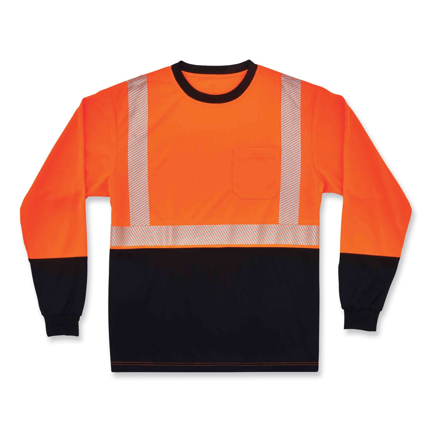 ergodyne GloWear 8281BK Class 2 Long Sleeve Shirt with Black Bottom, Polyester, 3X-Large, Orange (22687)