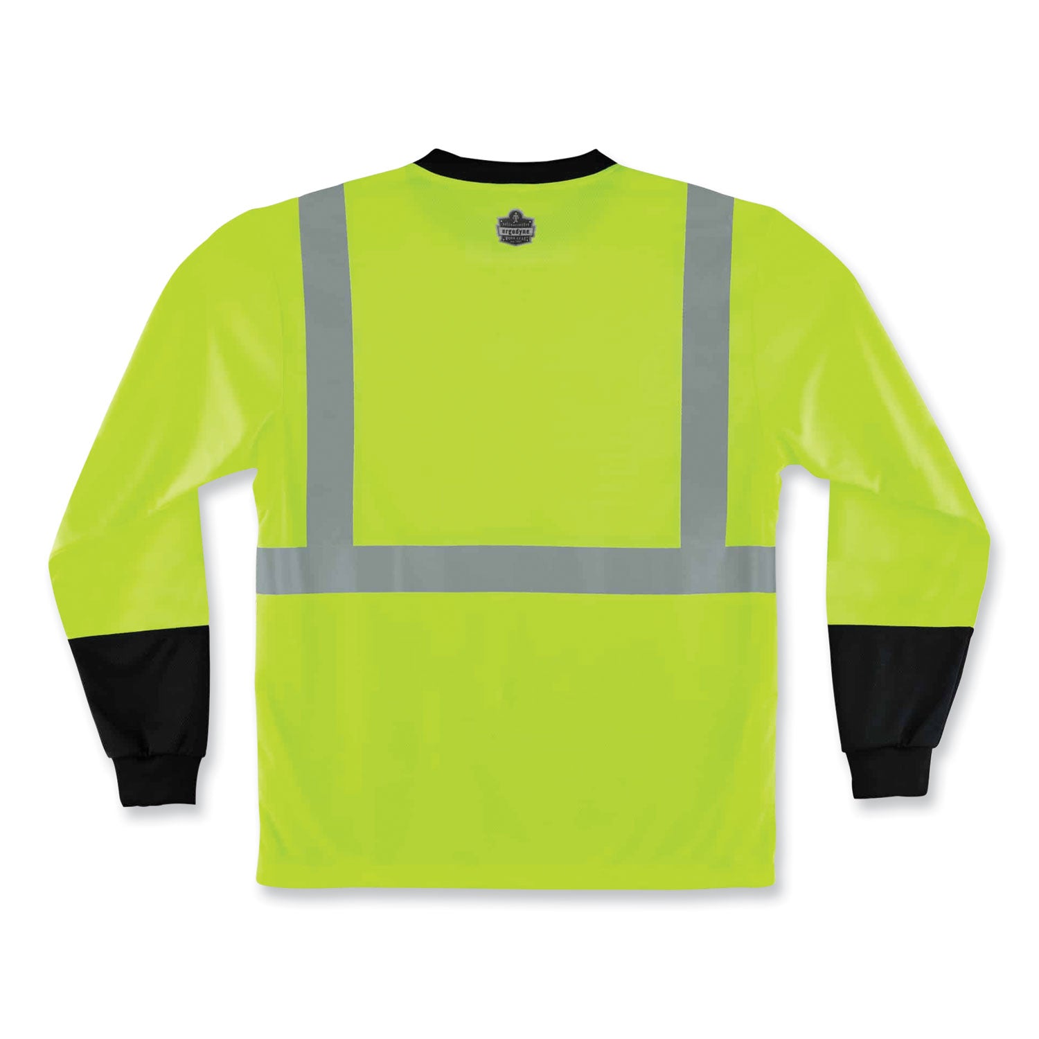 ergodyne GloWear 8291BK Type R Class 2 Black Front Long Sleeve T-Shirt, Polyester, Small, Lime (22702)