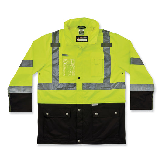 ergodyne GloWear 8386 Class 3 Hi-Vis Outer Shell Jacket, Polyester, 5X-Large, Lime (25379)