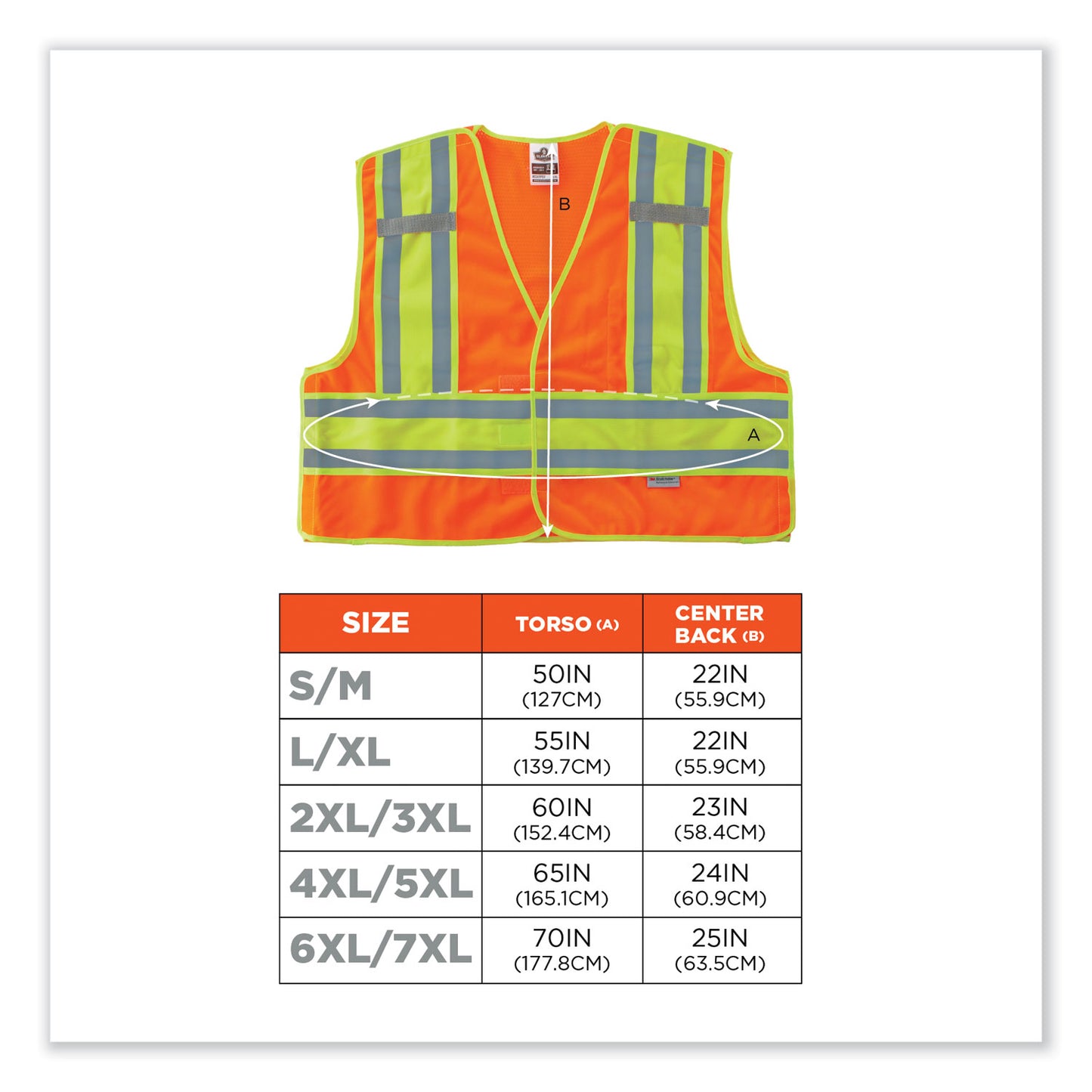 ergodyne GloWear 8245PSV Class 2 Public Safety Vest, Polyester, 6X-Large/7X-Large, Orange (23390)