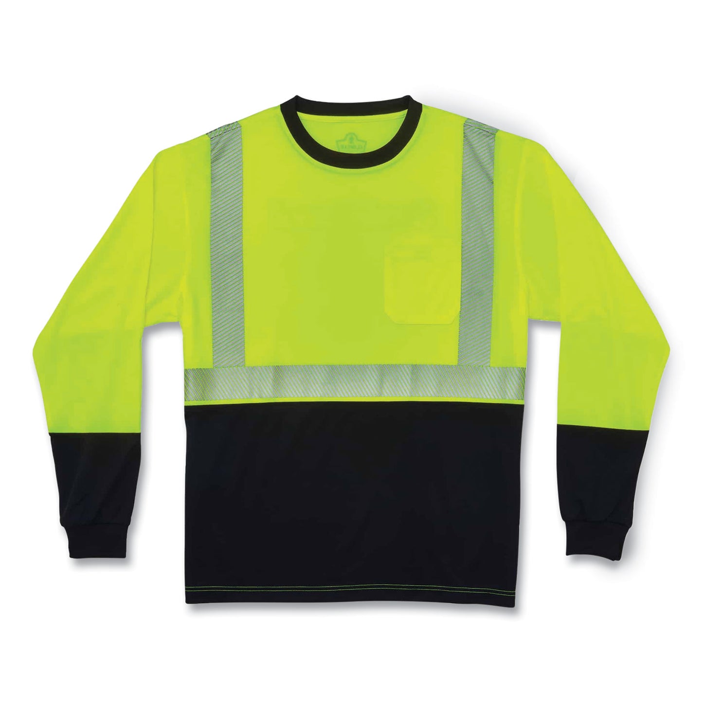 ergodyne GloWear 8281BK Class 2 Long Sleeve Shirt with Black Bottom, Polyester, 2X-Large, Lime (22636)