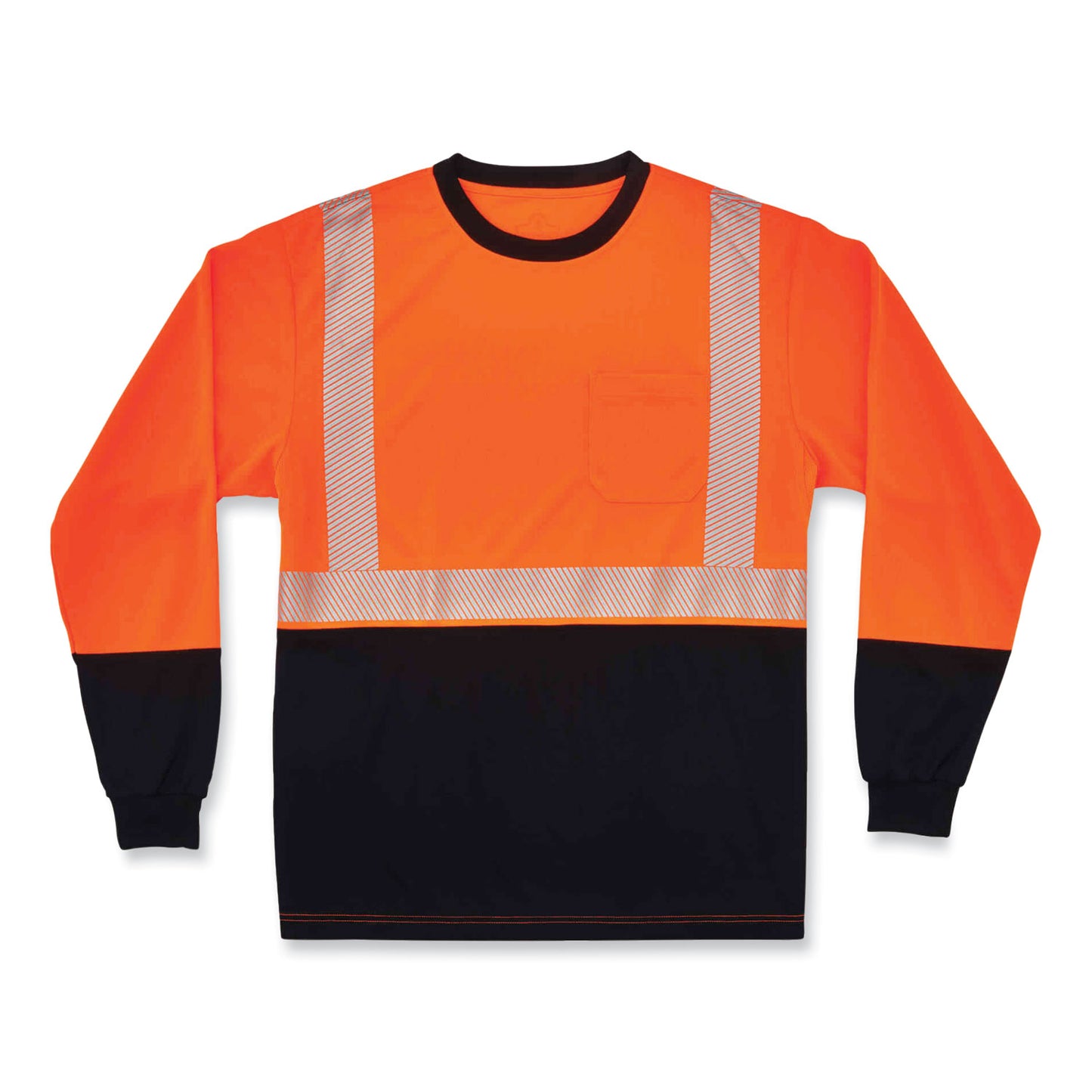 ergodyne GloWear 8281BK Class 2 Long Sleeve Shirt with Black Bottom, Polyester, X-Large, Orange (22685)