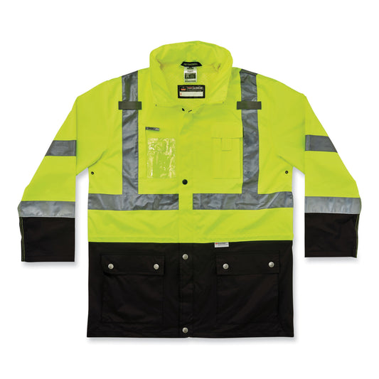 ergodyne GloWear 8386 Class 3 Hi-Vis Outer Shell Jacket, Polyester, 4X-Large, Lime (25378)