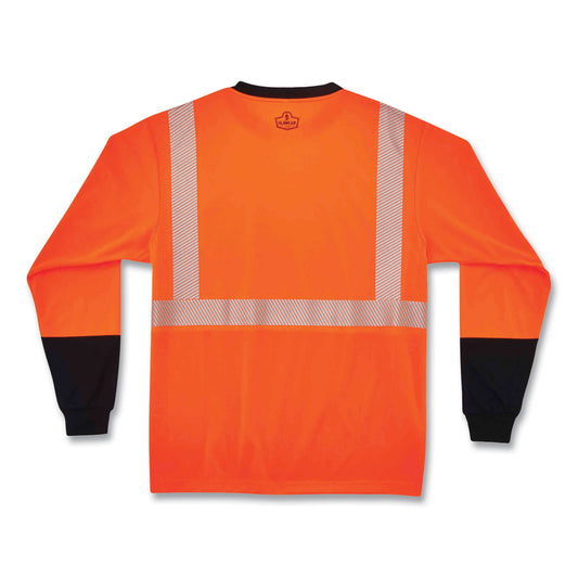 ergodyne GloWear 8281BK Class 2 Long Sleeve Shirt with Black Bottom, Polyester, Small, Orange (22682)