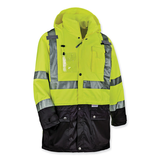 ergodyne GloWear 8386 Class 3 Hi-Vis Outer Shell Jacket, Polyester, 3X-Large, Lime (25377)