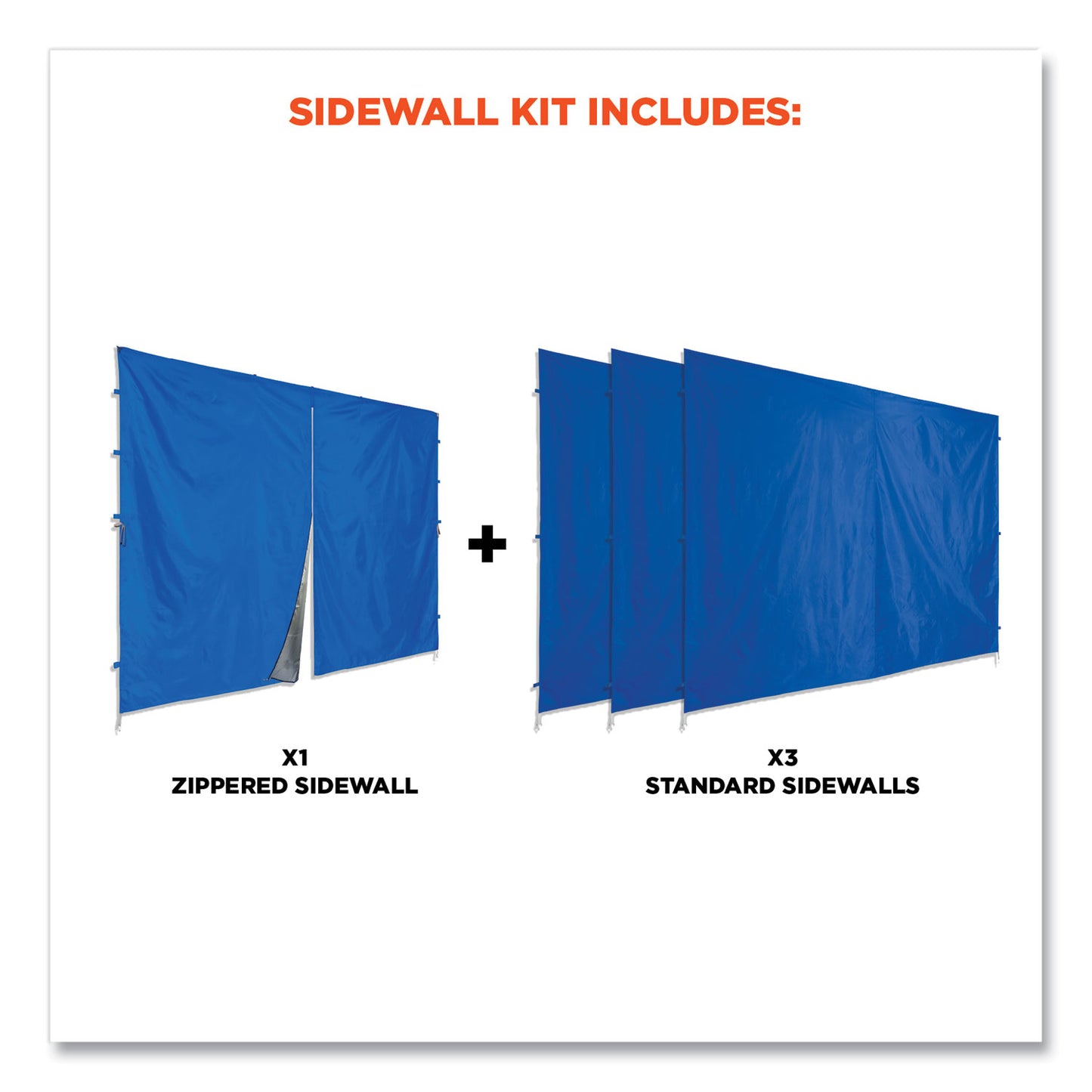 ergodyne Shax 6054 Pop-Up Tent Sidewall Kit, Single Skin, 10 ft x 10 ft, Polyester, Blue (12985)