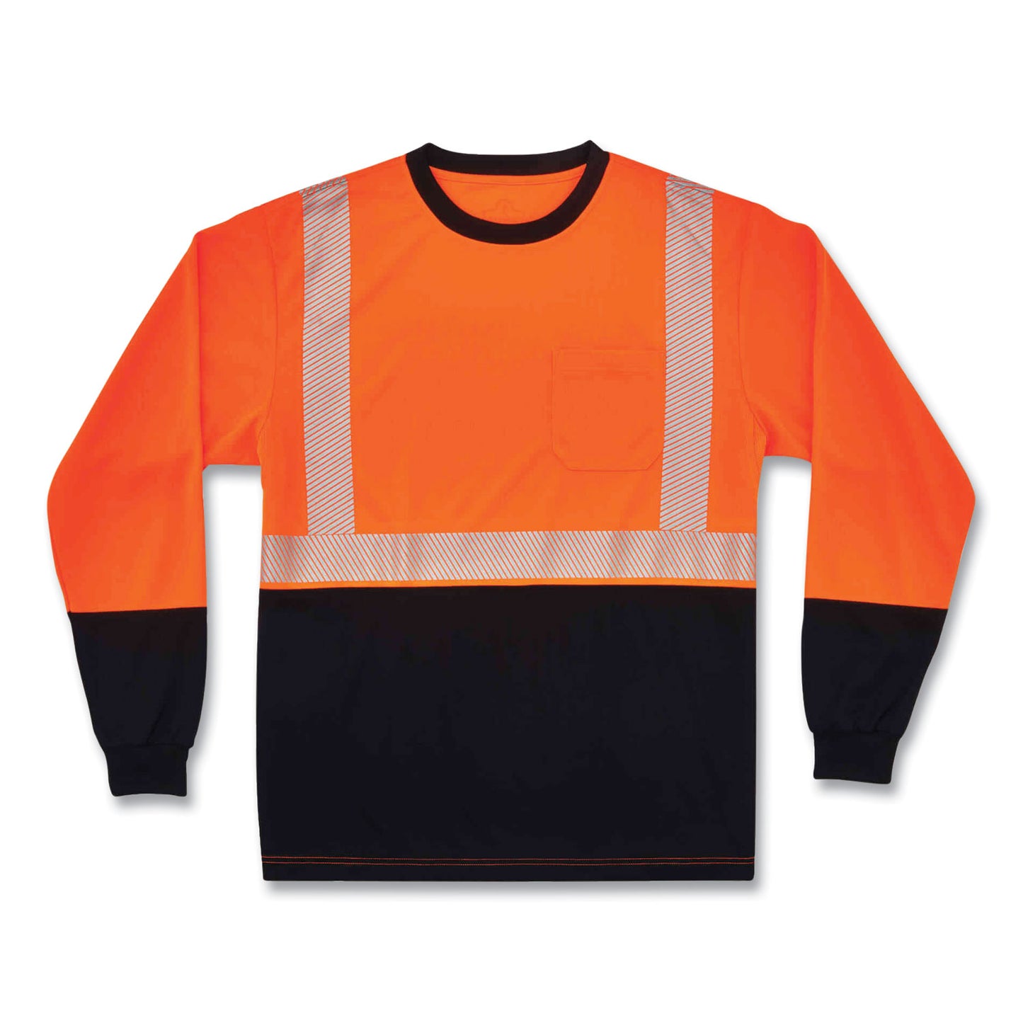 ergodyne GloWear 8281BK Class 2 Long Sleeve Shirt with Black Bottom, Polyester, 2X-Large, Orange (22686)