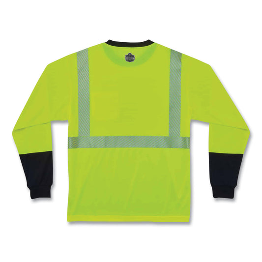 ergodyne GloWear 8281BK Class 2 Long Sleeve Shirt with Black Bottom, Polyester, X-Large, Lime (22635)