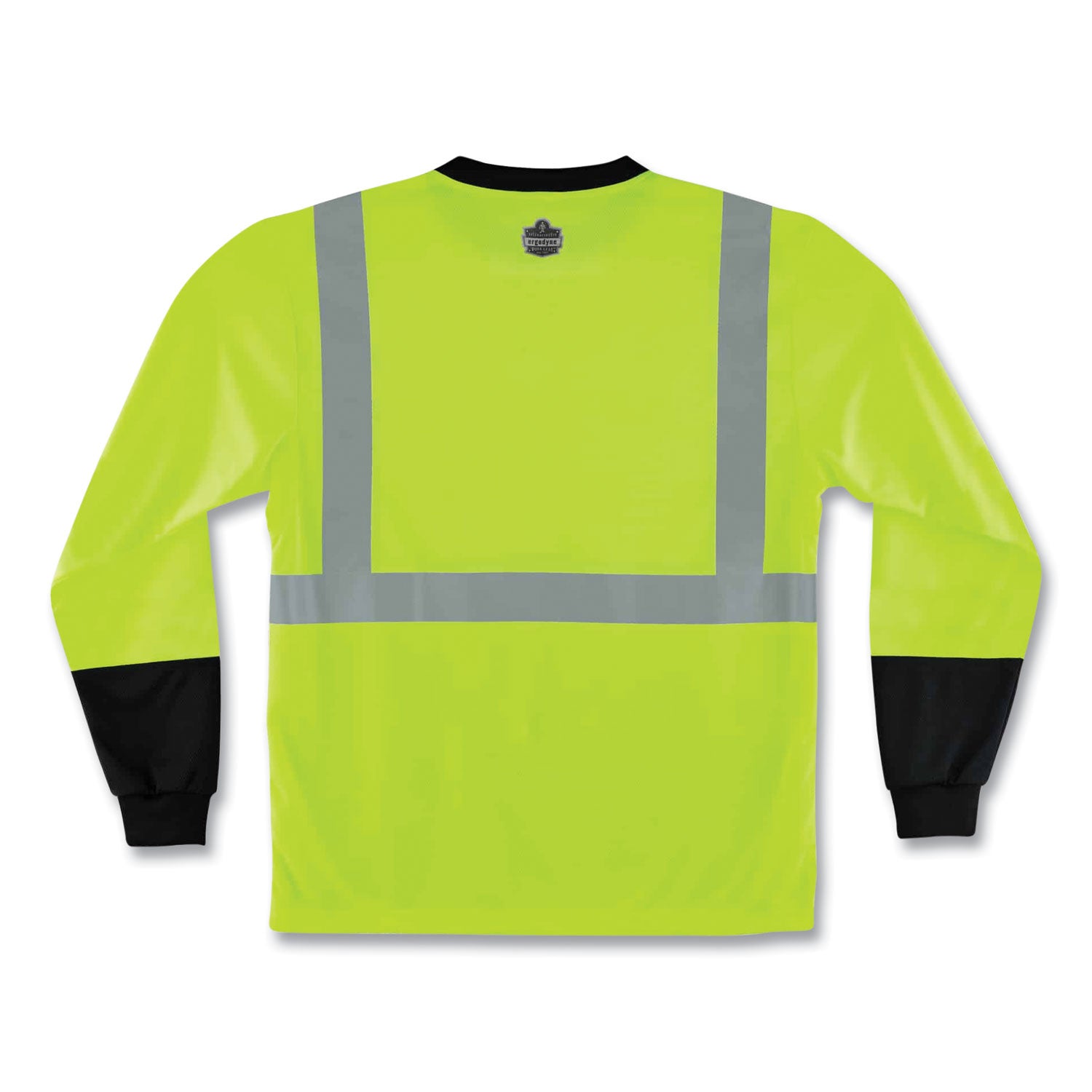 ergodyne GloWear 8291BK Type R Class 2 Black Front Long Sleeve T-Shirt, Polyester, X-Large, Lime (22705)