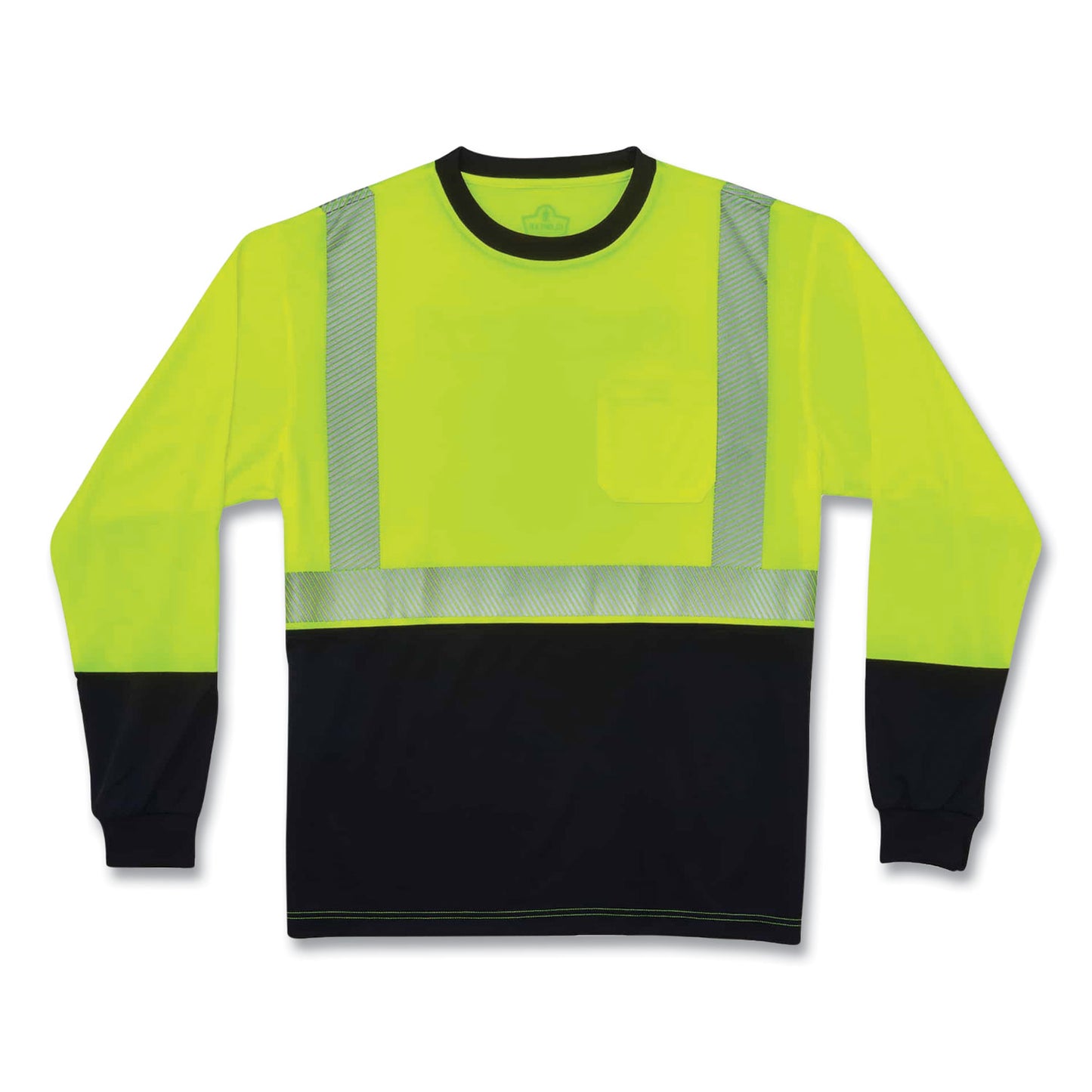 ergodyne GloWear 8281BK Class 2 Long Sleeve Shirt with Black Bottom, Polyester, 5X-Large, Lime (22639)