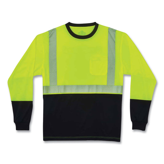 ergodyne GloWear 8281BK Class 2 Long Sleeve Shirt with Black Bottom, Polyester, 5X-Large, Lime (22639)