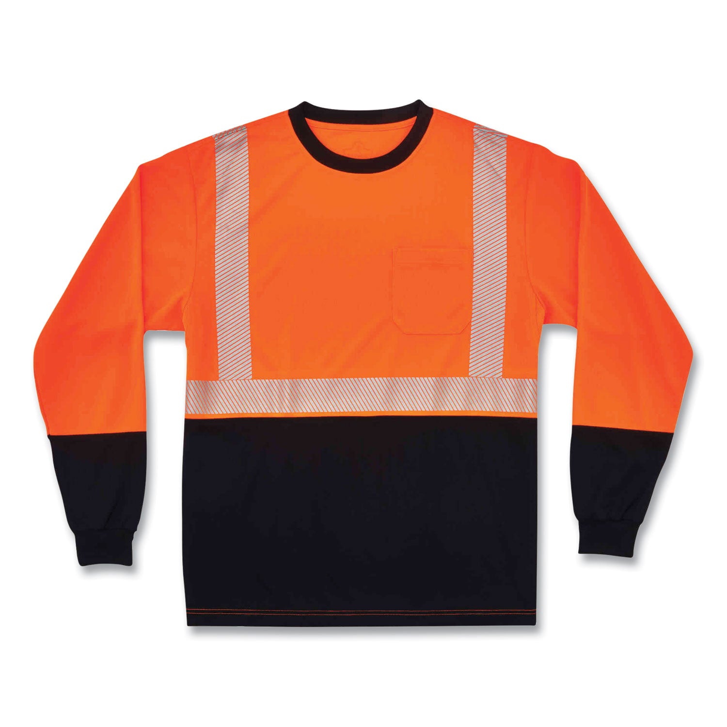 ergodyne GloWear 8281BK Class 2 Long Sleeve Shirt with Black Bottom, Polyester, Large, Orange (22684)