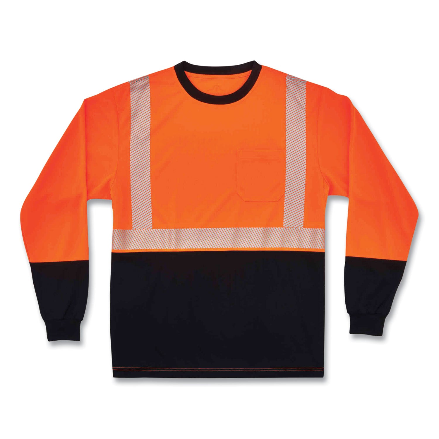 ergodyne GloWear 8281BK Class 2 Long Sleeve Shirt with Black Bottom, Polyester, 5X-Large, Orange (22689)