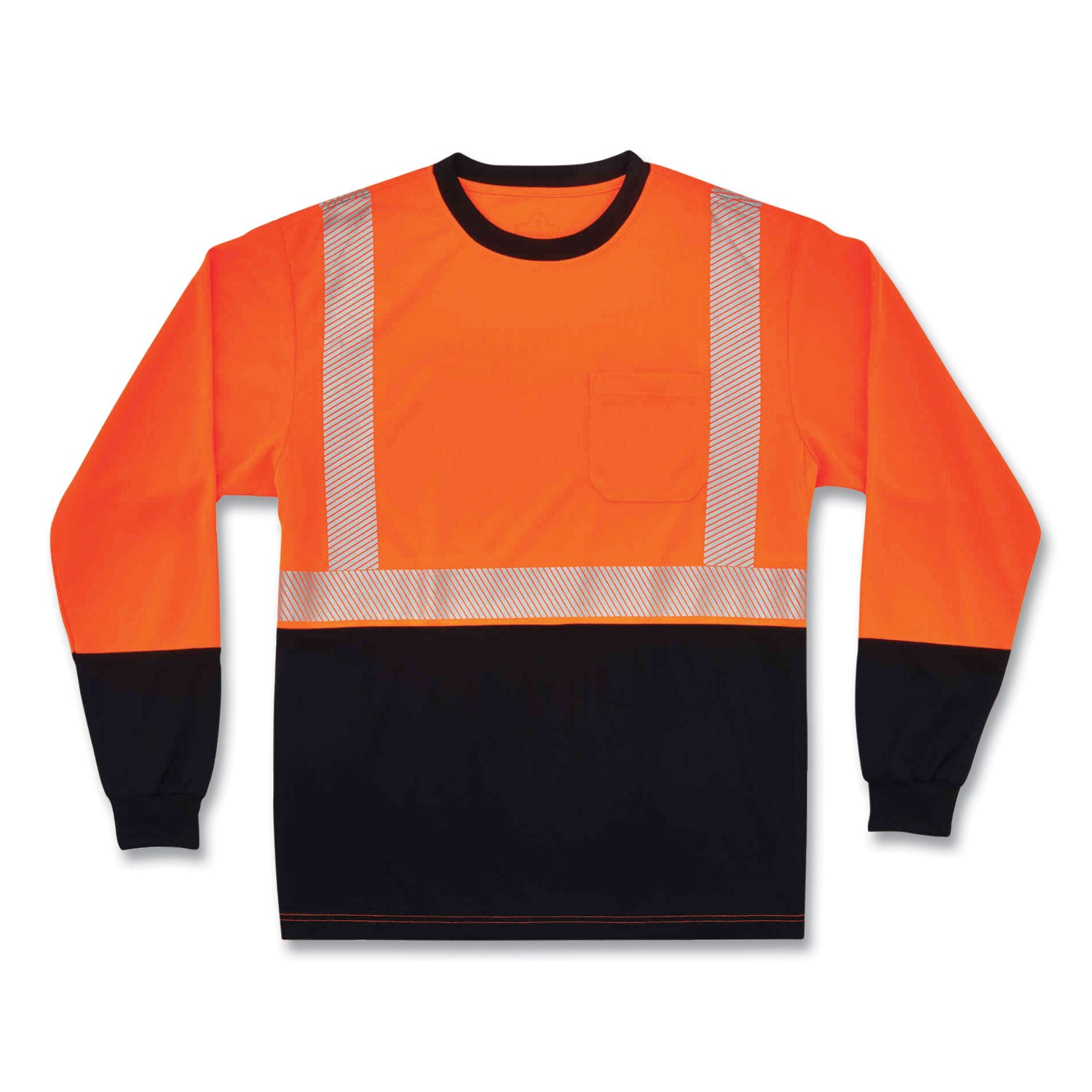 ergodyne GloWear 8281BK Class 2 Long Sleeve Shirt with Black Bottom, Polyester, 4X-Large, Orange (22688)