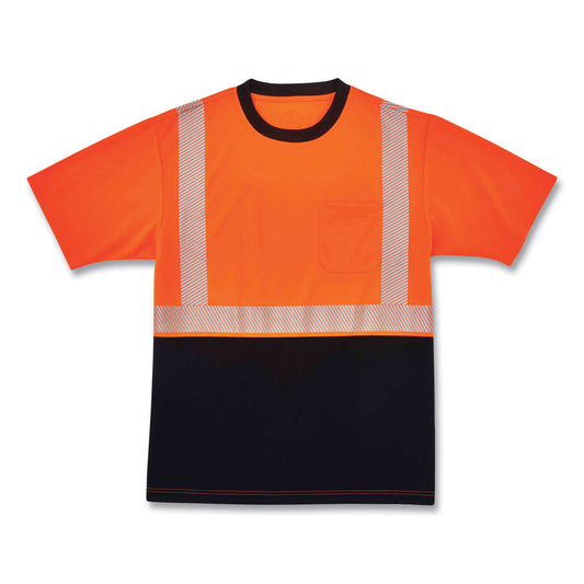 ergodyne GloWear 8280BK Class 2 Performance T-Shirt with Black Bottom, Polyester, 5X-Large, Orange (22589)