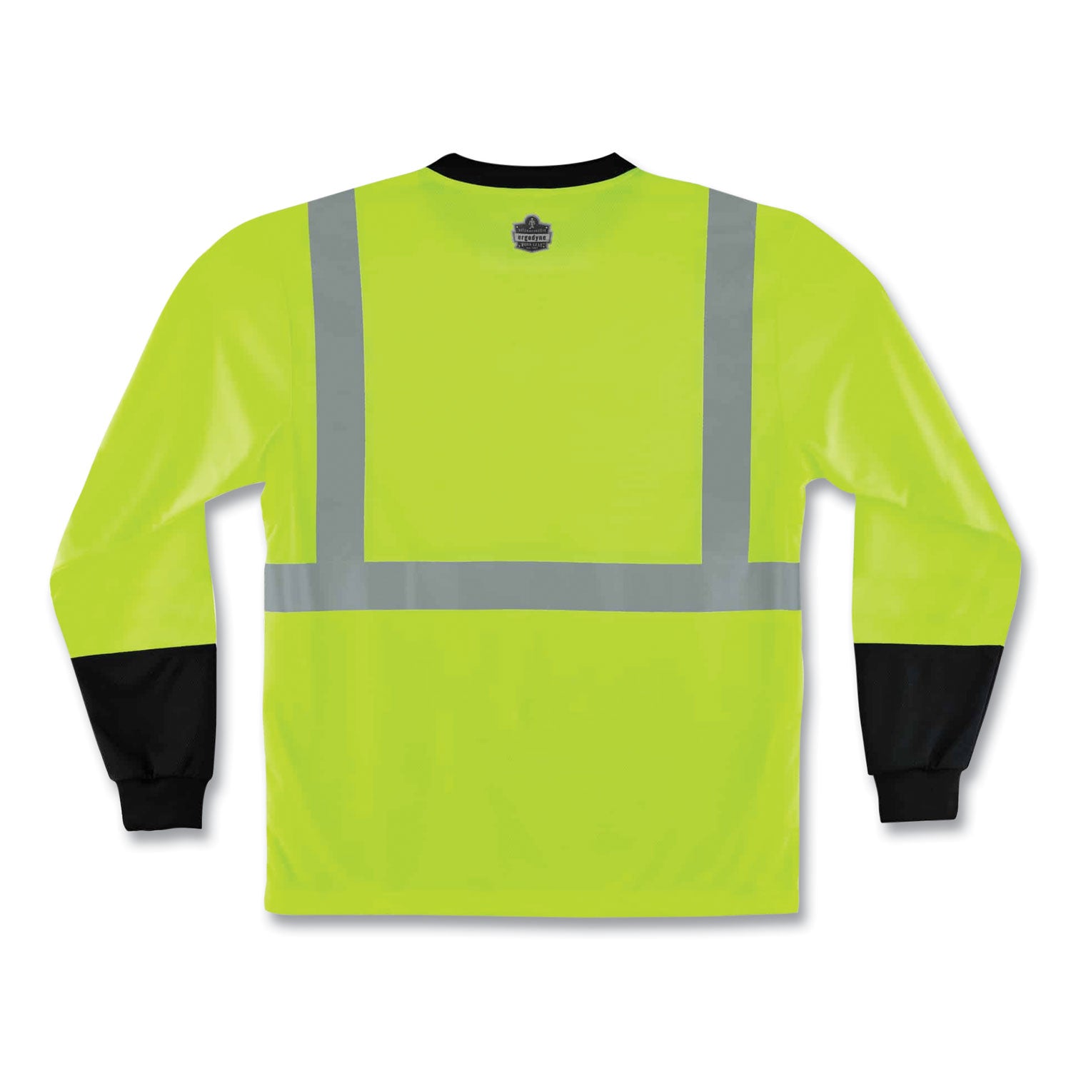 ergodyne GloWear 8291BK Type R Class 2 Black Front Long Sleeve T-Shirt, Polyester, 2X-Large, Lime (22706)