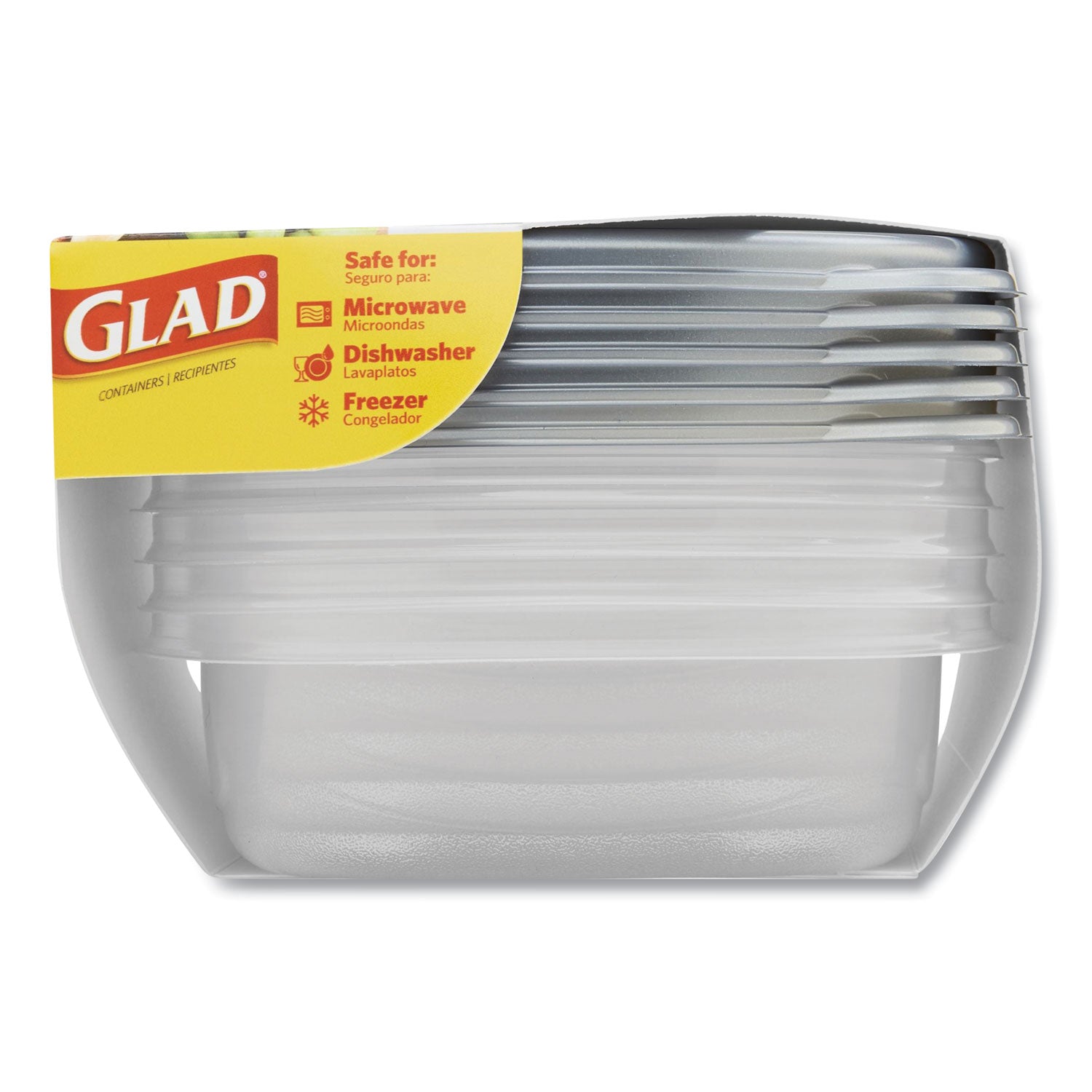 Glad Home Collection Food Storage Containers with Lids, Medium Square, 25 oz, Clear/Metallic, Plastic, 5/Pack (XZA60795)