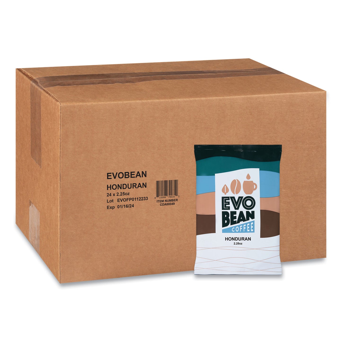EVO Bean Coffee Ground Fraction Packs, Honduran, 2.25 oz, 24/Carton (CDA88046)