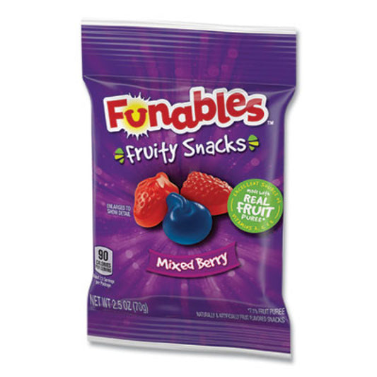 Ferrara Funables Fruity Snacks, Mixed Berry, 2.5 oz Bag, 48/Carton (05475)