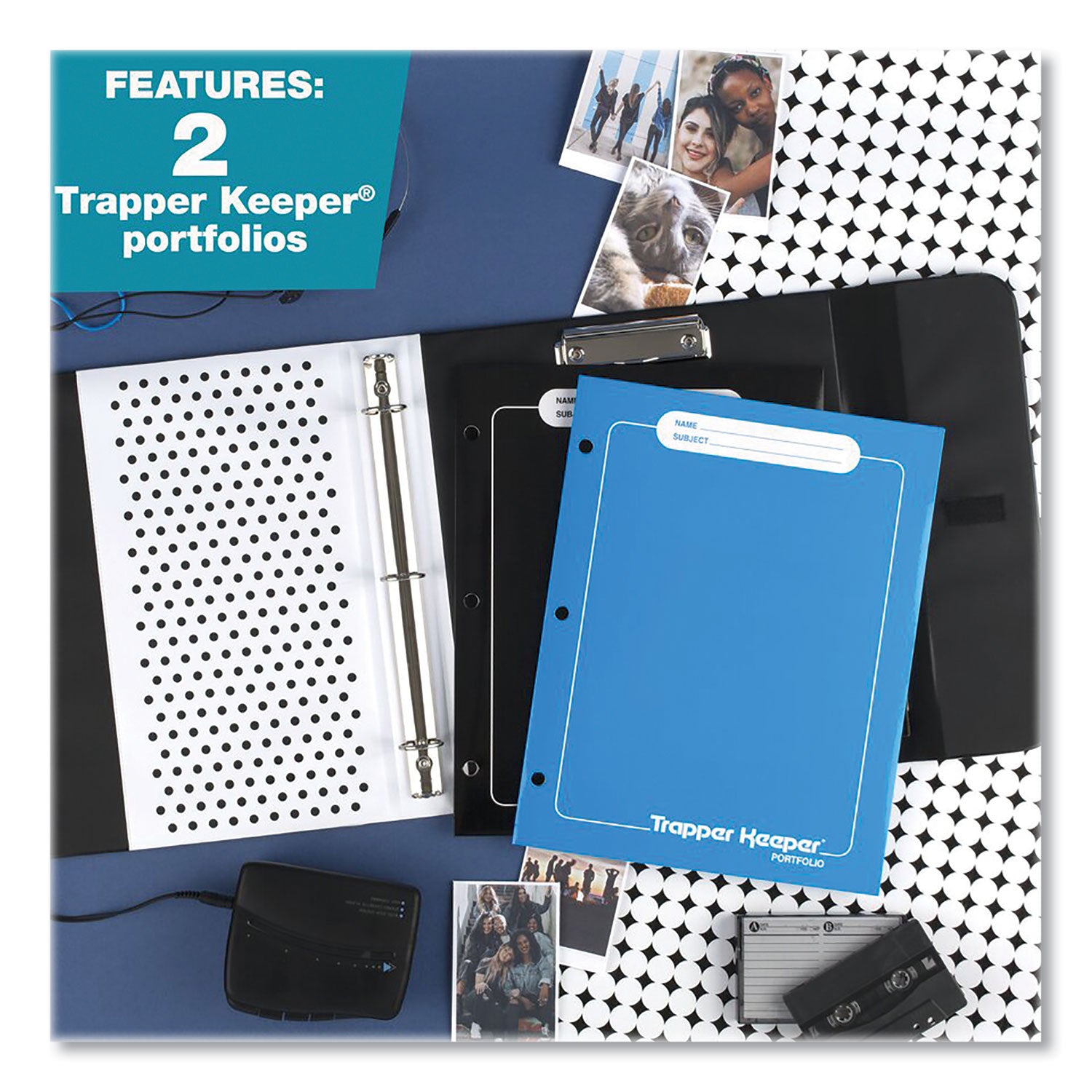 Mead Trapper Keeper 3-Ring Pocket Binder, 1" Capacity, 11.25 x 12.19, Shapes (260038CQ1ECM)