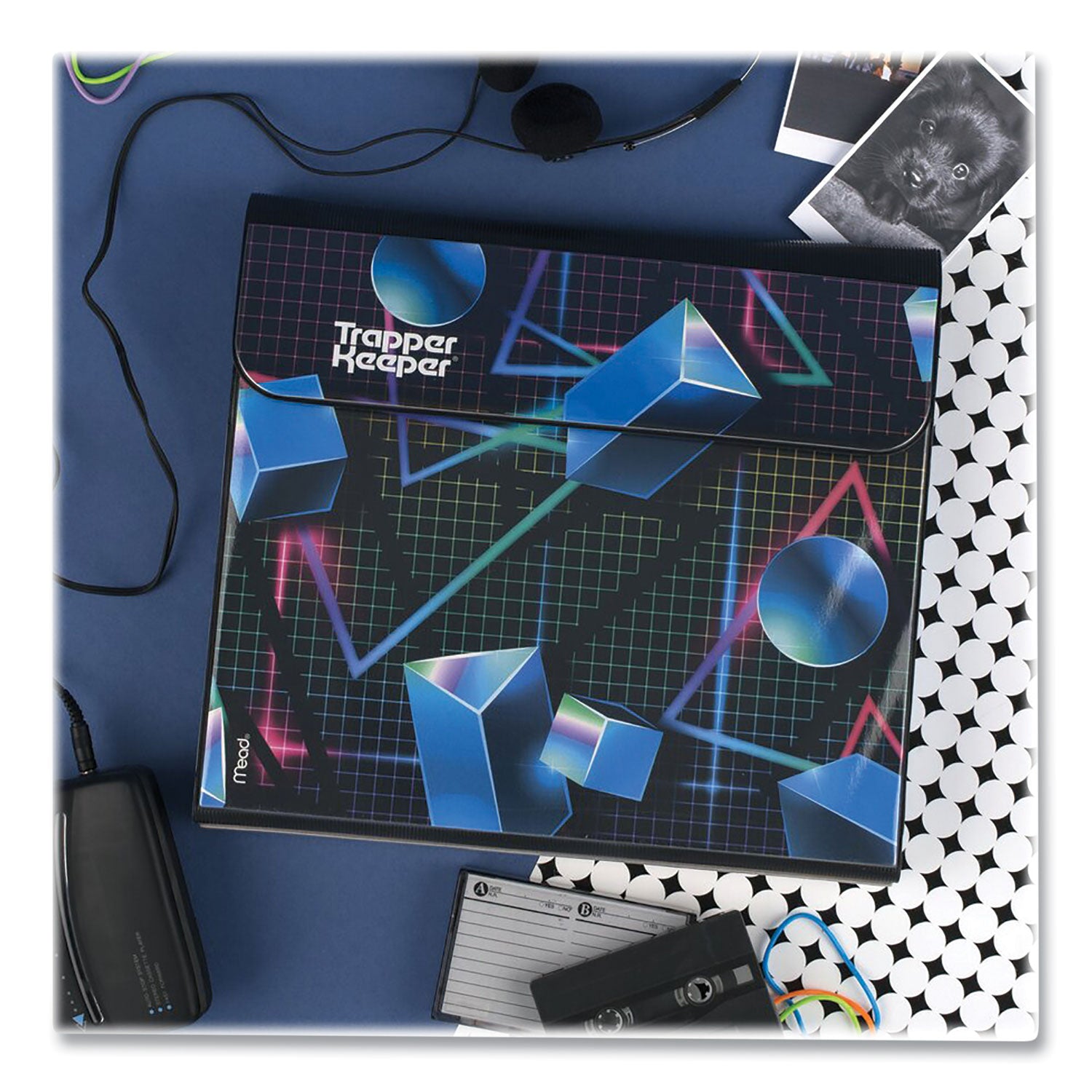 Mead Trapper Keeper 3-Ring Pocket Binder, 1" Capacity, 11.25 x 12.19, Shapes (260038CQ1ECM)