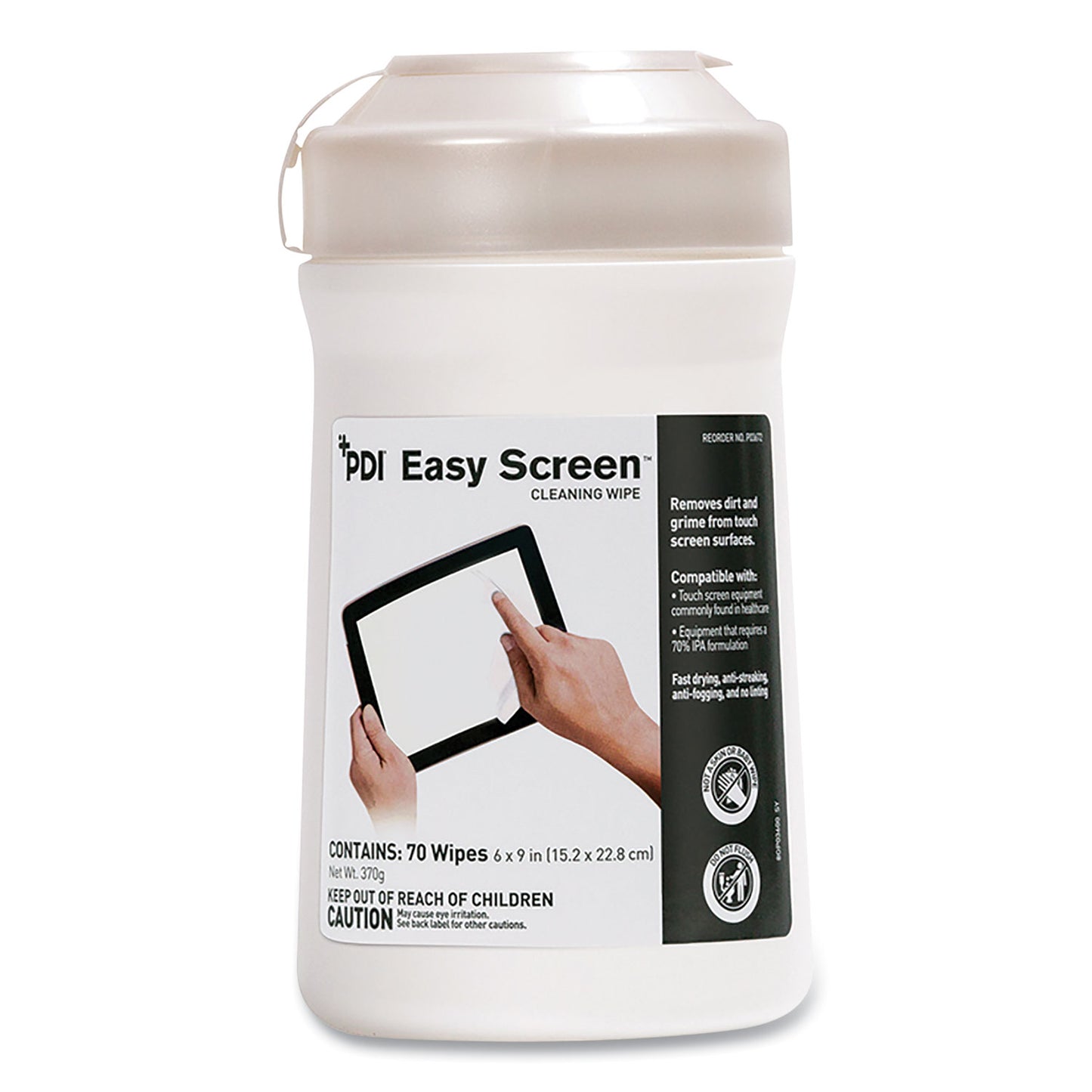 Sani PDI Easy Screen Cleaning Wipes, 1-Ply, 9 x 6, Unscented, White, 70/Pack (P03672)