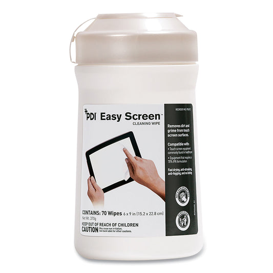 Sani PDI Easy Screen Cleaning Wipes, 1-Ply, 9 x 6, Unscented, White, 70/Pack (P03672)