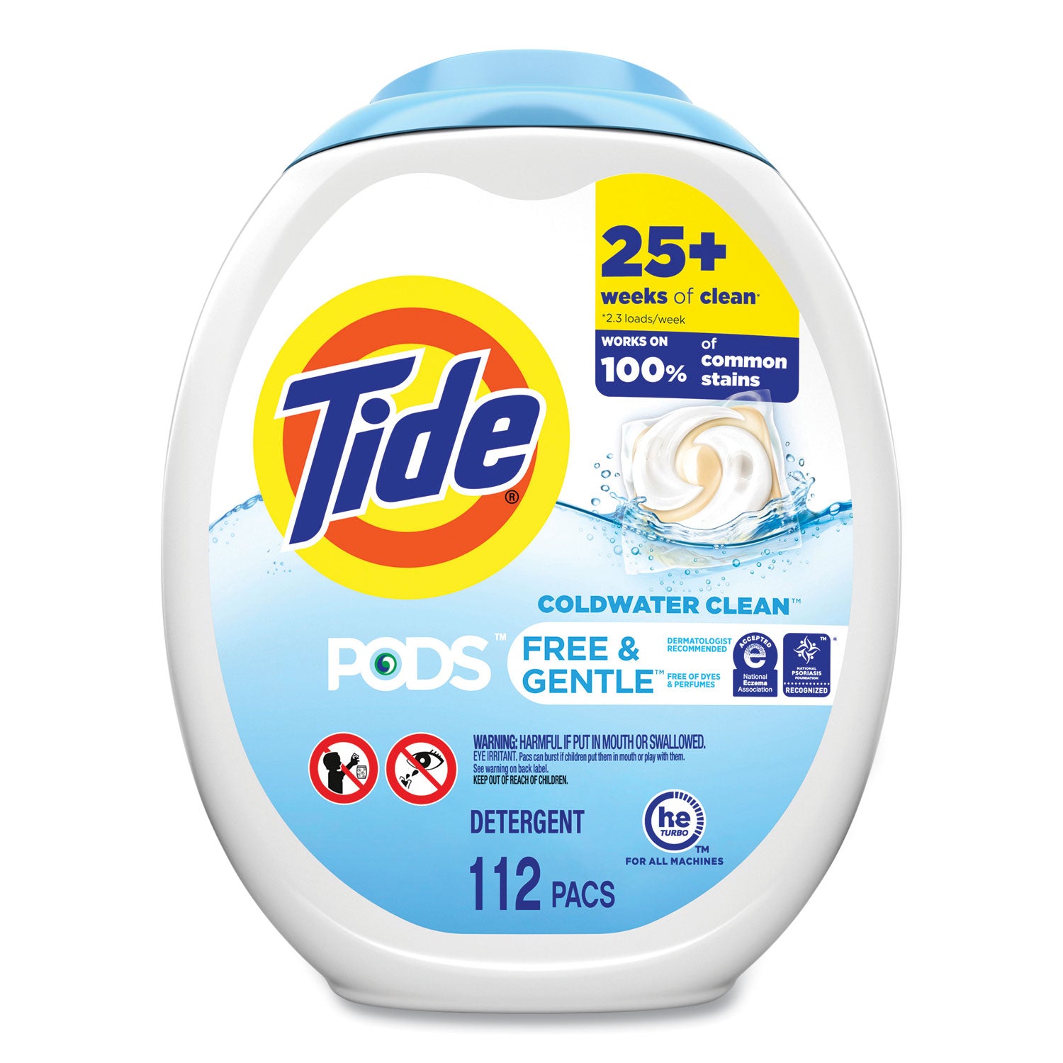 Tide PODS, Free & Gentle, Unscented, 112 Pods/Pack (03229)