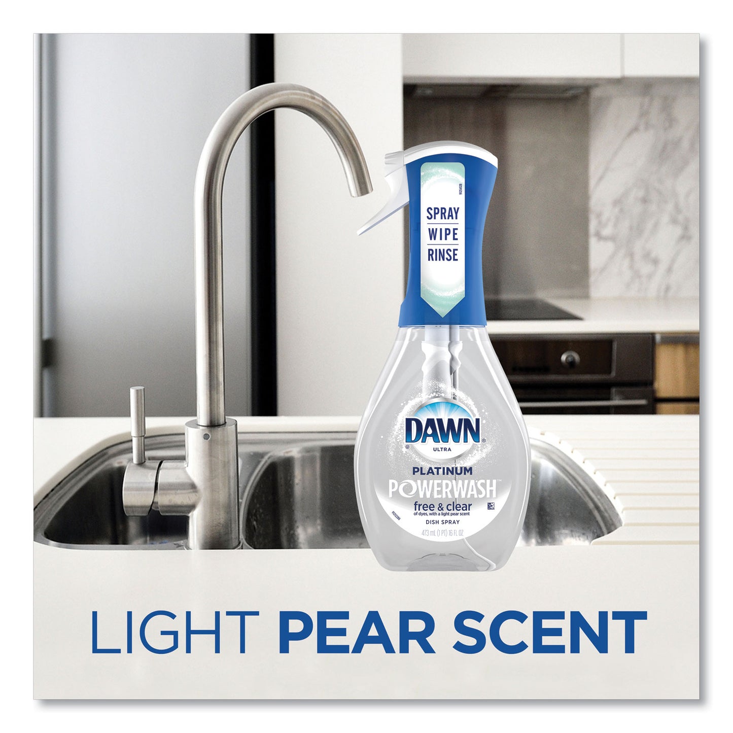 Dawn Platinum Powerwash Dish Spray, Free & Clear, Unscented, 16 oz Spray Bottle (65732)