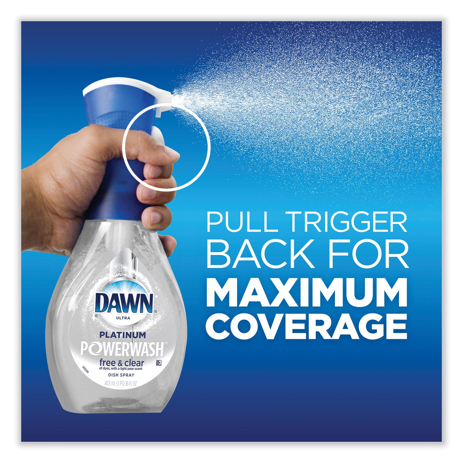 Dawn Platinum Powerwash Dish Spray, Free & Clear, Unscented, 16 oz Spray Bottle (65732)