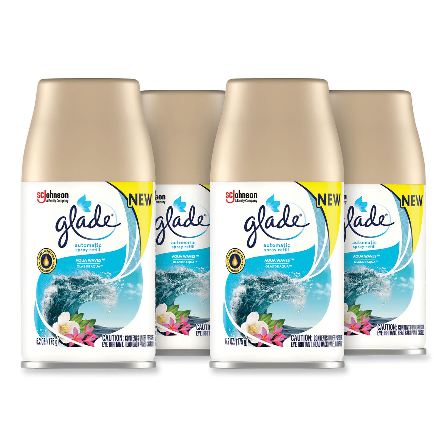 Glade Automatic Air Freshener, Aqua Waves, 6.2 oz, 4/Carton (325078)