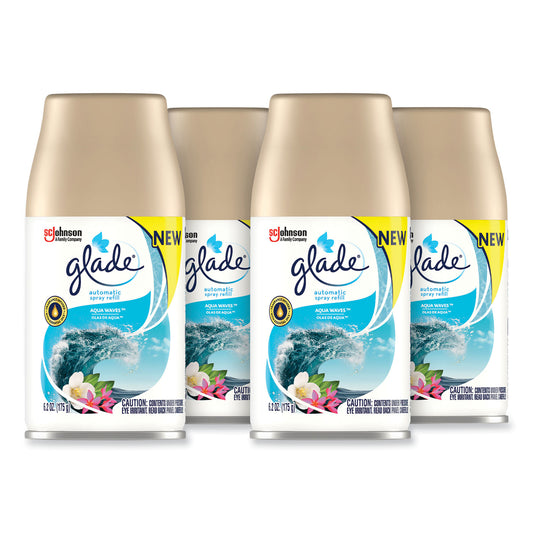 Glade Automatic Air Freshener, Aqua Waves, 6.2 oz, 4/Carton (325078)