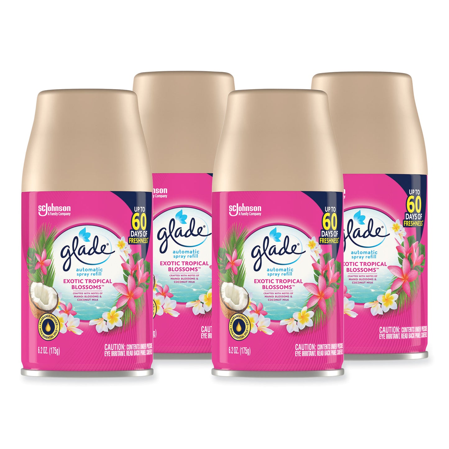 Glade Automatic Air Freshener, Exotic Tropical Blossoms, 6.2 oz, 4/Carton (344755)