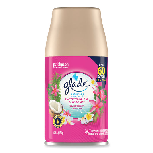 Glade Automatic Air Freshener, Exotic Tropical Blossoms, 6.2 oz, 4/Carton (344755)