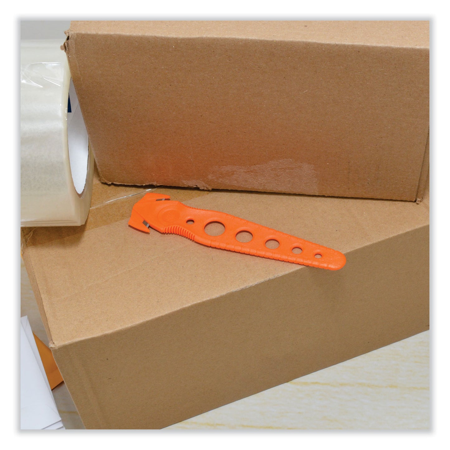 Westcott Safety Cutter, 1.2" Blade, 5.75" Plastic Handle, Orange, 5/Pack (17521)