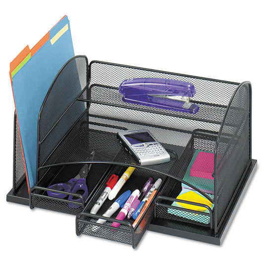 Safco Onyx Organizer with 3 Drawers, 6 Compartments, Steel, 16 x 11.5 x 8.25, Black (3252BL)