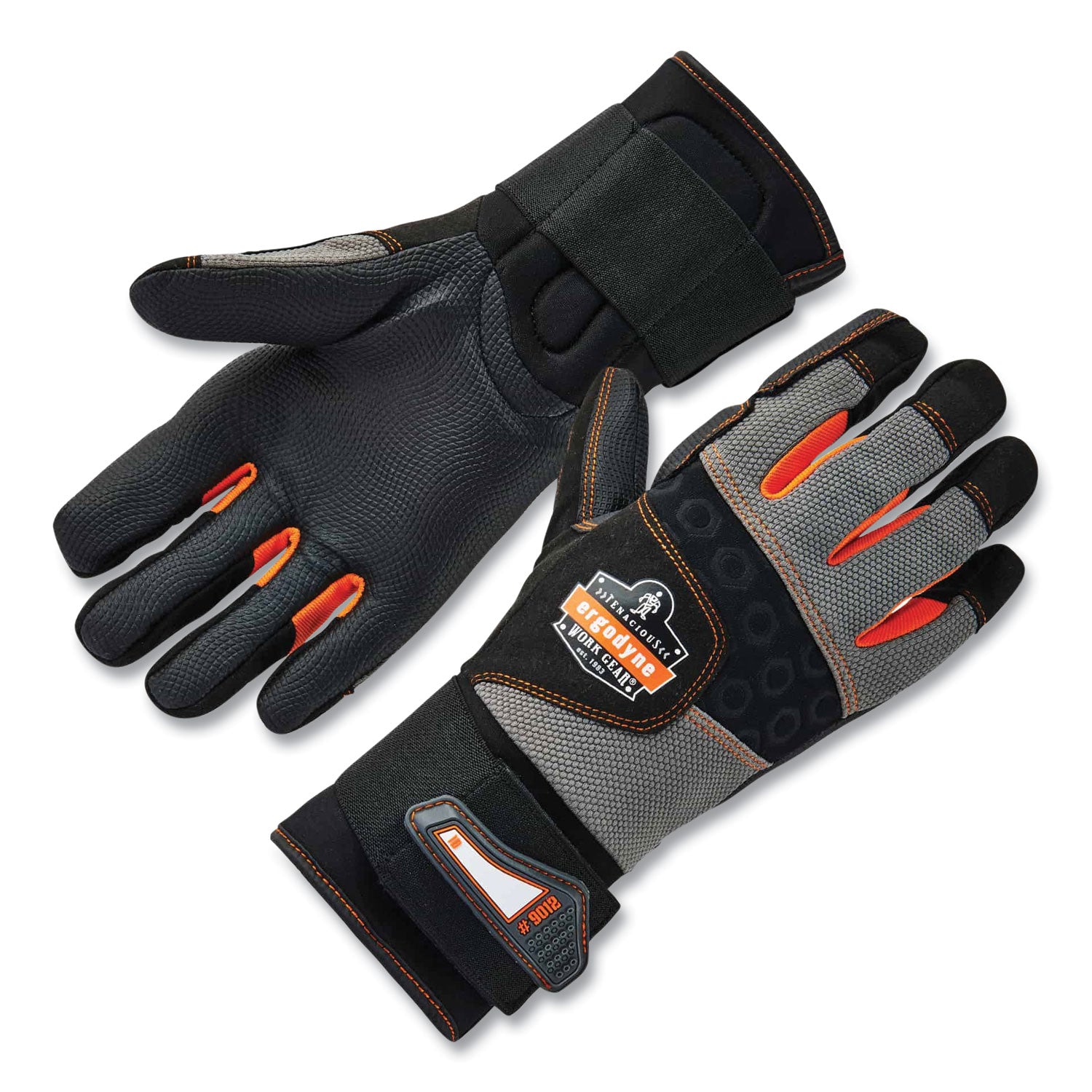 ergodyne ProFlex 9012 Certified AV Gloves + Wrist Support, Black, 2X-Large, Pair (17736)