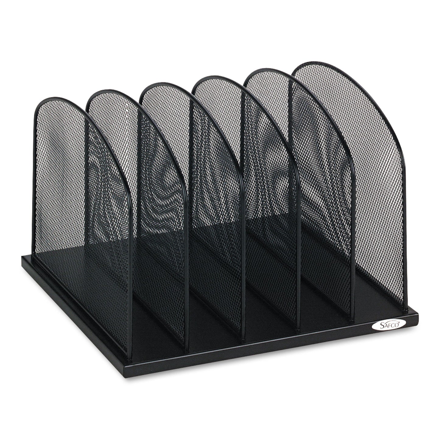 Safco Onyx Mesh Desk Organizer with Upright Sections, 5 Sections, Letter to Legal Size Files, 12.5" x 11.25" x 8.25", Black (3256BL)