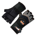 ergodyne ProFlex 910 Half-Finger Impact Gloves + Wrist Support, Black, Medium, Pair (17713)