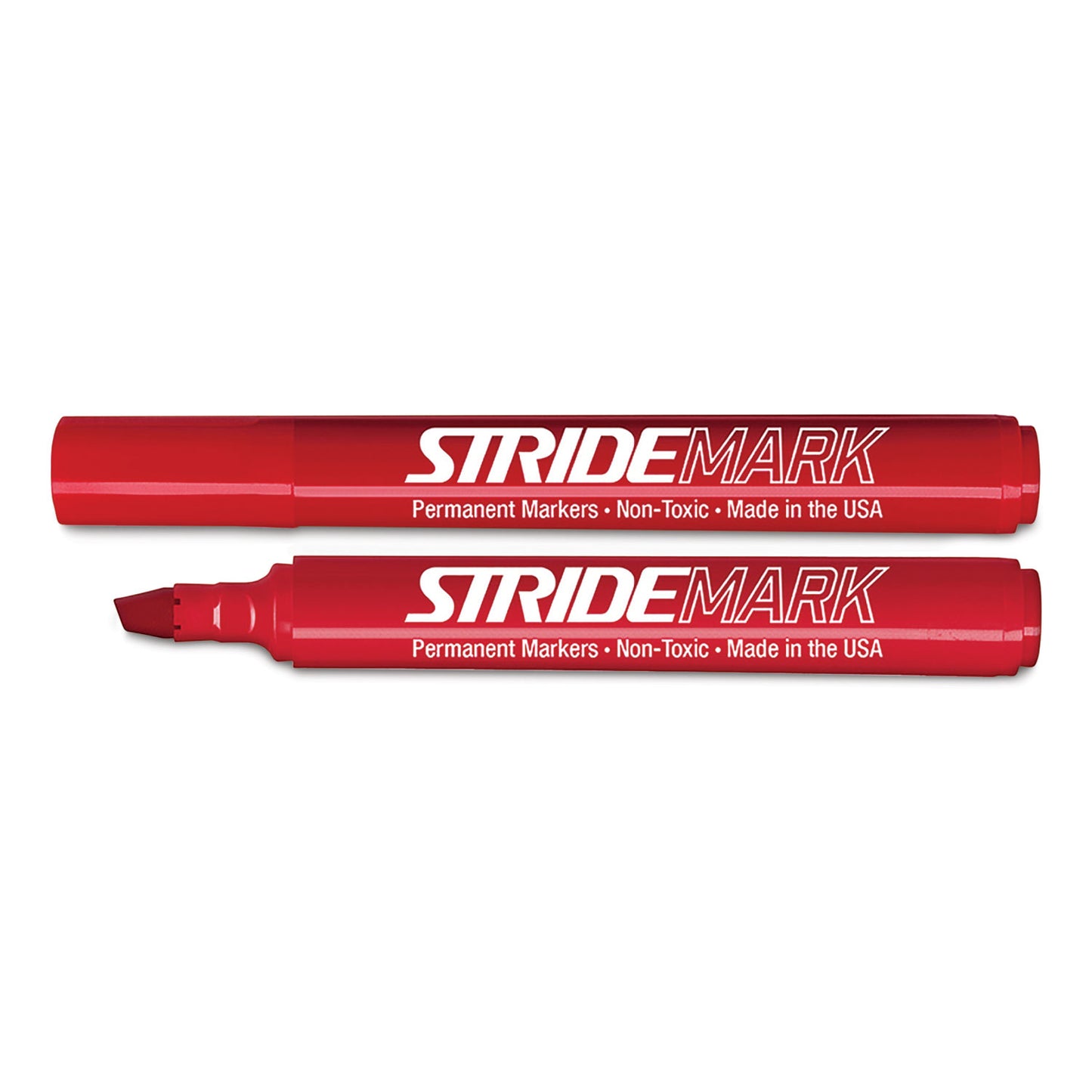 StrideMark Permanent Marker, Fine Bullet Tip, Red, 12/Pack (22003)