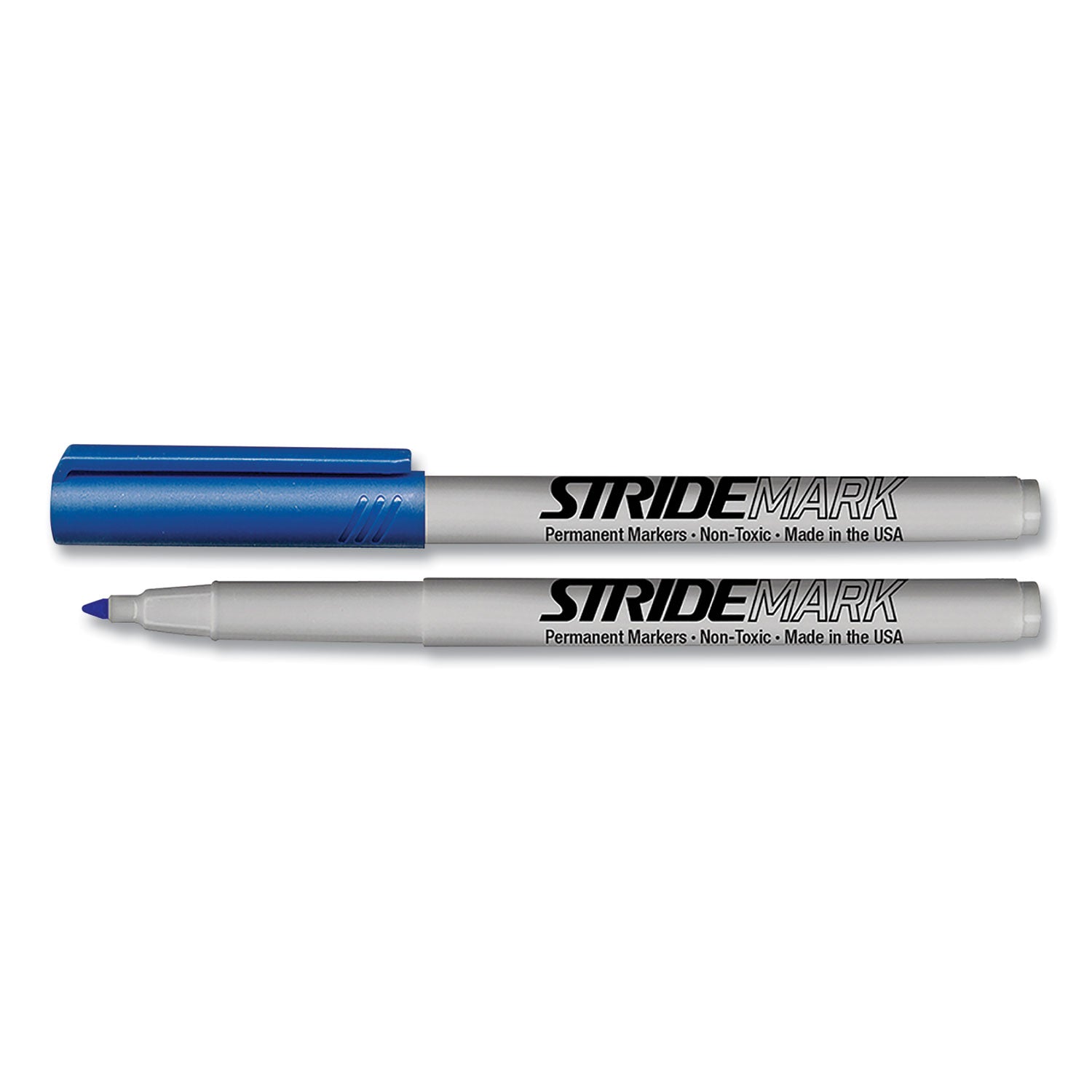 StrideMark Permanent Marker, Fine Bullet Tip, Blue, 12/Pack (27002)