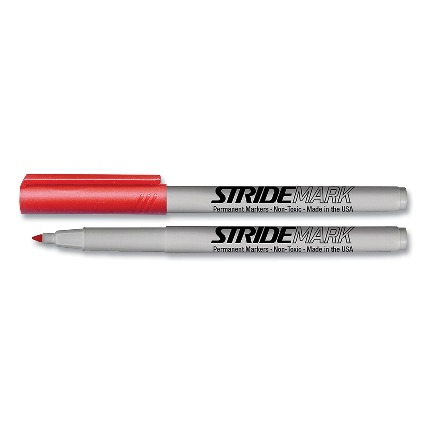 StrideMark Tank Permanent Marker, Broad Chisel Tip, Red, 12/Pack (27003)